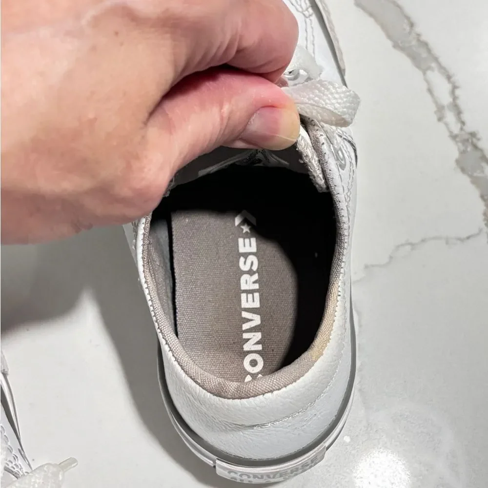 Converse All Star Youth Toddler Girls Boys White Leather Low Sneakers Shoes 12